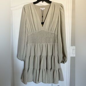 Gianni Bini Light Green Smocked Tiered Dress - Size Medium